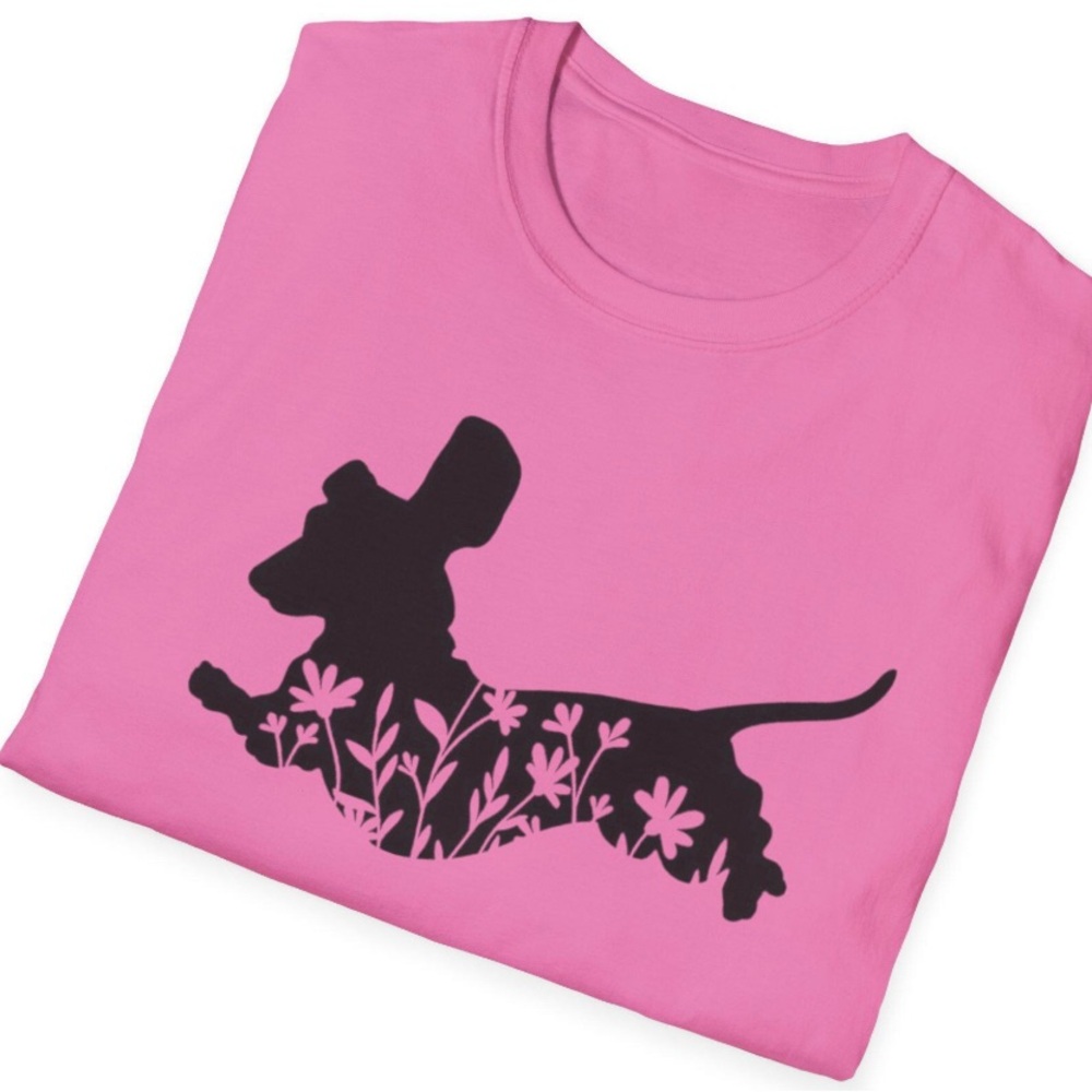 Floral Dachshund Silhouette T-Shirt